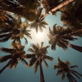 Palms Against Sky - Low Angle View. Generative AI Royalty Free Stock Photo