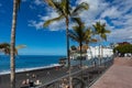 Palms  at beach with black lava sand at Puerto Naos in La Palma Island, Canary Island, Spain Royalty Free Stock Photo