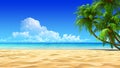 Palms on empty idyllic tropical sand beach Royalty Free Stock Photo