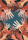 Palms of hands and heart. Creative design. The concept of support, charity, volunteering, love, kindness. Vector