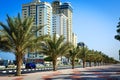 Palms and hotels in Ras Al Khaimah, UAE