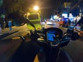 Night ride bike street first person view scooter asia thailand urban city ride Royalty Free Stock Photo