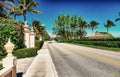 Palms and ocean along the city promenade, Palm Beach, Florida Royalty Free Stock Photo