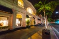 Palms in Rodeo Drive at night Royalty Free Stock Photo