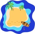 Palms, sea, beach, sand on a tropical island, boat and traces of a man