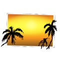 palms and sunset vector background for text, tourism, leisure, s Royalty Free Stock Photo