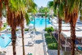 Palms and swimming pool in a hotel in south Turkey