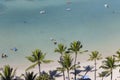 Palms Trees and Lagoon at Waikiki, Hawaii