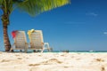 Caribbean paradise beach with palm trees, Dominicana, Punta Cana, Saona island. Best travel destination for summer holiday. Royalty Free Stock Photo