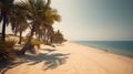 Palmy Trees Provide a Majestic Backdrop to a Pristine Sandy Beach, Where Sun and Sea Unite