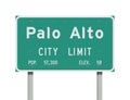 Palo Alto City Limit road sign