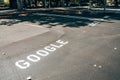 A street view in Silicon Valley near Google office with Google sign in the district. Royalty Free Stock Photo