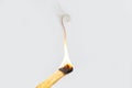 Palo santo or holy wood incense stick burning with flame and aromatic smoke Royalty Free Stock Photo