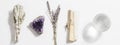 Palo Santo stick with selenite, dried sage, druse of amethyst, lavender and fortune telling ball