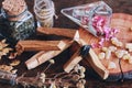 Palo Santo sticks from Bursera graveolens & x28;holy wood& x29; tree on wiccan witch altar