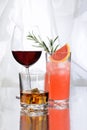 Drinks on a table on a light background Royalty Free Stock Photo
