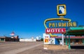 The Palomino Motel is a historic, traditional ground floor building. Tucumcari, New Mexico, US Royalty Free Stock Photo