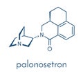 Palonosetron nausea and vomiting drug molecule. 5-HT3 inhibitor used to treat chemotherapy-induced nausea and vomiting CINV..