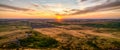 Palouse fields and farms at sunset landscape from steptoe butte