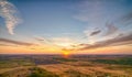 palouse fields and farms at sunset Royalty Free Stock Photo