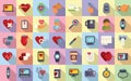 Palpitating icons set flat vector. Aid abdomen Royalty Free Stock Photo