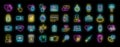 Palpitating icons set vector neon Royalty Free Stock Photo