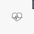 Palpitation, heartbeat, linear style sign for mobile concept and web design