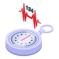 Palpitation stopwatch icon isometric vector. Heart attack