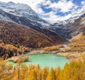 Palu Lake below Piz Palu glacier in Swiss Alp