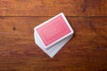 Palying cards on wooden table Royalty Free Stock Photo