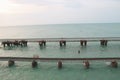 Pamban Bridge over the sea at sunset. View from the top. Thailand Royalty Free Stock Photo