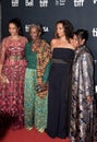 Pamela Poitier, Beverly Poitier-Henderson, Sherri Poitier, Anika Poitier, and Sydney Tamiia Poitier attend the `Sidney` Premiere Royalty Free Stock Photo