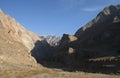 Pamir Highway in Gorno-Badakhshan Autonomous Region, Tajikistan. Deep Central Asia. Rocks, Blue Sly and Clouds. Untouched Nature i Royalty Free Stock Photo