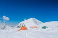 Lenin or Ibn Sina Avicenna Peak high camp tents under snow