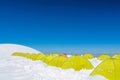 Lenin or Ibn Sina Avicenna Peak high camp tents under snow