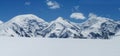 Pamir mountains cold snow ice glacier long panorama Royalty Free Stock Photo