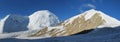 Pamir mountains cold snow ice glacier long panorama Royalty Free Stock Photo