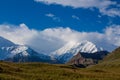 Pamir mountains cold snow ice glacier wall near Lenin peak Royalty Free Stock Photo