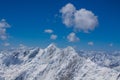 Pamir mountains cold snow ice glacier wall near Lenin peak Royalty Free Stock Photo