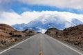 Road to Muztagata Mountain on Pamirs Royalty Free Stock Photo