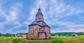 Pamoramic view on historical St Nicholas Church in Cossack Village Scansen in Stetsivka, Ukraine