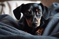 Pamper dog in bed. Generative AI