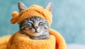 Pampered cat (Felis catus), enjoying a spa day, Love Your Pet Day celebration, Royalty Free Stock Photo