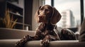 Pampered pet in a well-kept room symbolizes care and devotion. Royalty Free Stock Photo