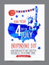 Pamphlet, Banner or Flyer for 4th of July. Royalty Free Stock Photo