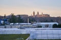 Pamplona, Navarra Spain january 16 2022, View of the cathedral from the Magdalena greenhouse area