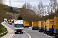 Pamplona, Sapin 22 march, truck strike blocking traffic in protest of high fuel prices