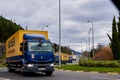 Pamplona, Sapin 22 march, truck strike blocking traffic in protest of high fuel prices