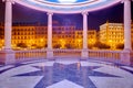 Night view of the famous kiosk illuminated of Pamplona