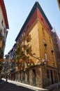 07-09-2012 Pamplona, Spain - Majestic Facade with Striking Center Mural: Bilbao\'s Urban Artistic Marvel